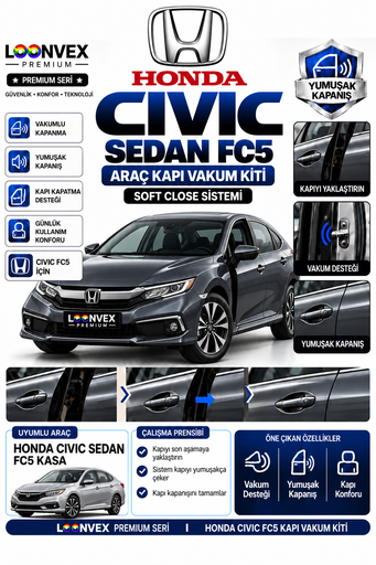 LOONVEX Honda Civic Sedan FC5 Araç Kapı Vakum Kiti – Soft Close