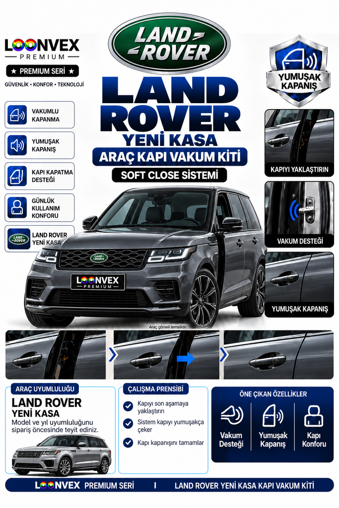 LOONVEX Land Rover Serisi Yeni Kasa Araç Kapı Vakum Kiti – Soft Close