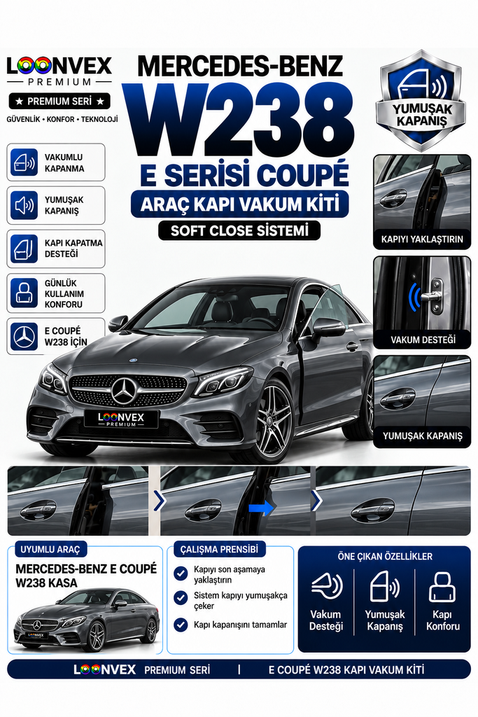 LOONVEX Mercedes-Benz E Serisi Coupé W238 Araç Kapı Vakum Kiti – Soft Close