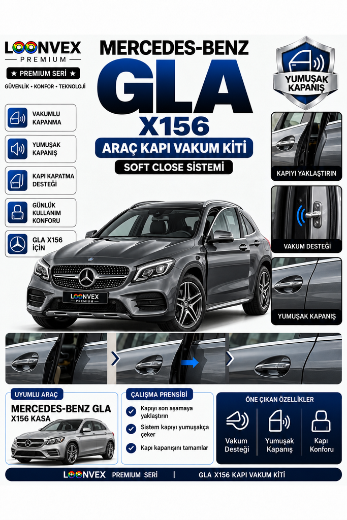 LOONVEX Mercedes-Benz GLA X156 Araç Kapı Vakum Kiti – Soft Close