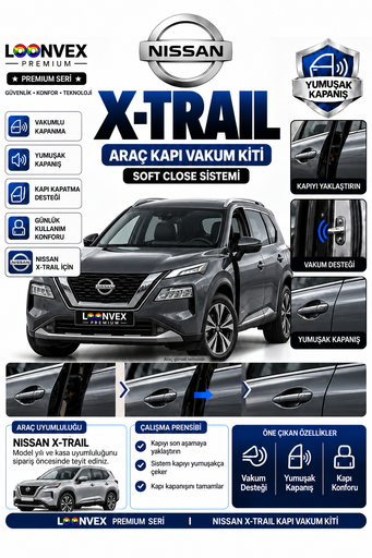 LOONVEX Nissan X-Trail Araç Kapı Vakum Kiti – Soft Close