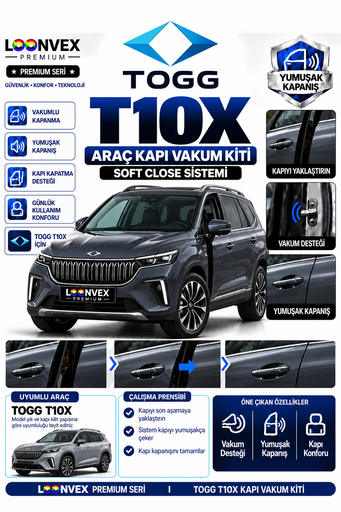 LOONVEX TOGG T10X Araç Kapı Vakum Kiti – Soft Close