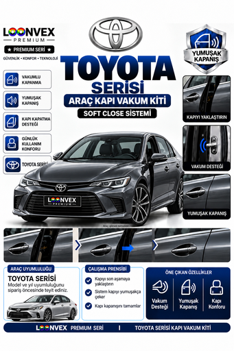 LOONVEX Toyota Serisi Araç Kapı Vakum Kiti – Soft Close
