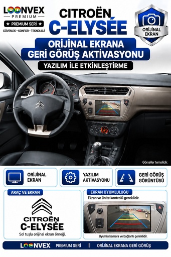 LOONVEX Citroën C-Elysée Orijinal Ekrana Geri Görüş Aktivasyonu