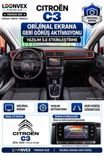 LOONVEX Citroën C3 Orijinal Ekrana Geri Görüş Aktivasyonu