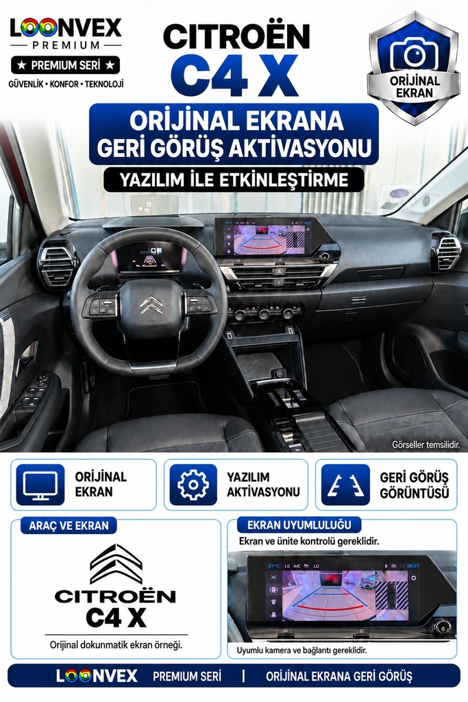 LOONVEX Citroën C4 X Orijinal Ekrana Geri Görüş Aktivasyonu