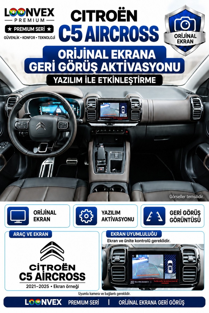 LOONVEX Citroën C5 Aircross Orijinal Ekrana Geri Görüş Aktivasyonu
