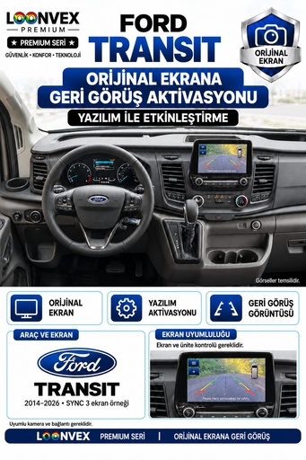 LOONVEX Ford Transit Orijinal Ekrana Geri Görüş Aktivasyonu