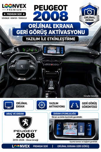LOONVEX Peugeot 2008 Orijinal Ekrana Geri Görüş Aktivasyonu