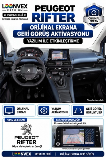 LOONVEX Peugeot Rifter Orijinal Ekrana Geri Görüş Aktivasyonu