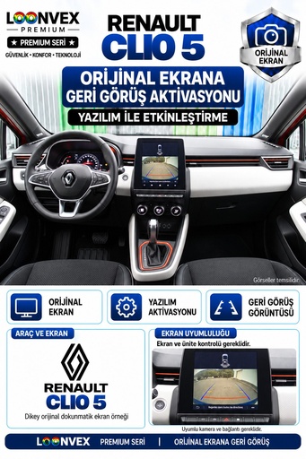 LOONVEX Renault Clio 5 Orijinal Ekrana Geri Görüş Aktivasyonu