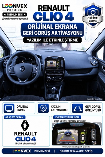 LOONVEX Renault Clio 4 Orijinal Ekrana Geri Görüş Aktivasyonu