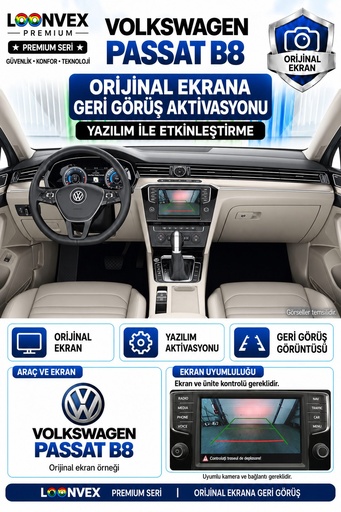 LOONVEX Volkswagen Passat B8 Orijinal Ekrana Geri Görüş Aktivasyonu