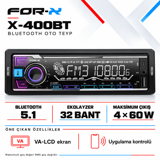 For-X X-400BT Bluetooth Oto Teyp