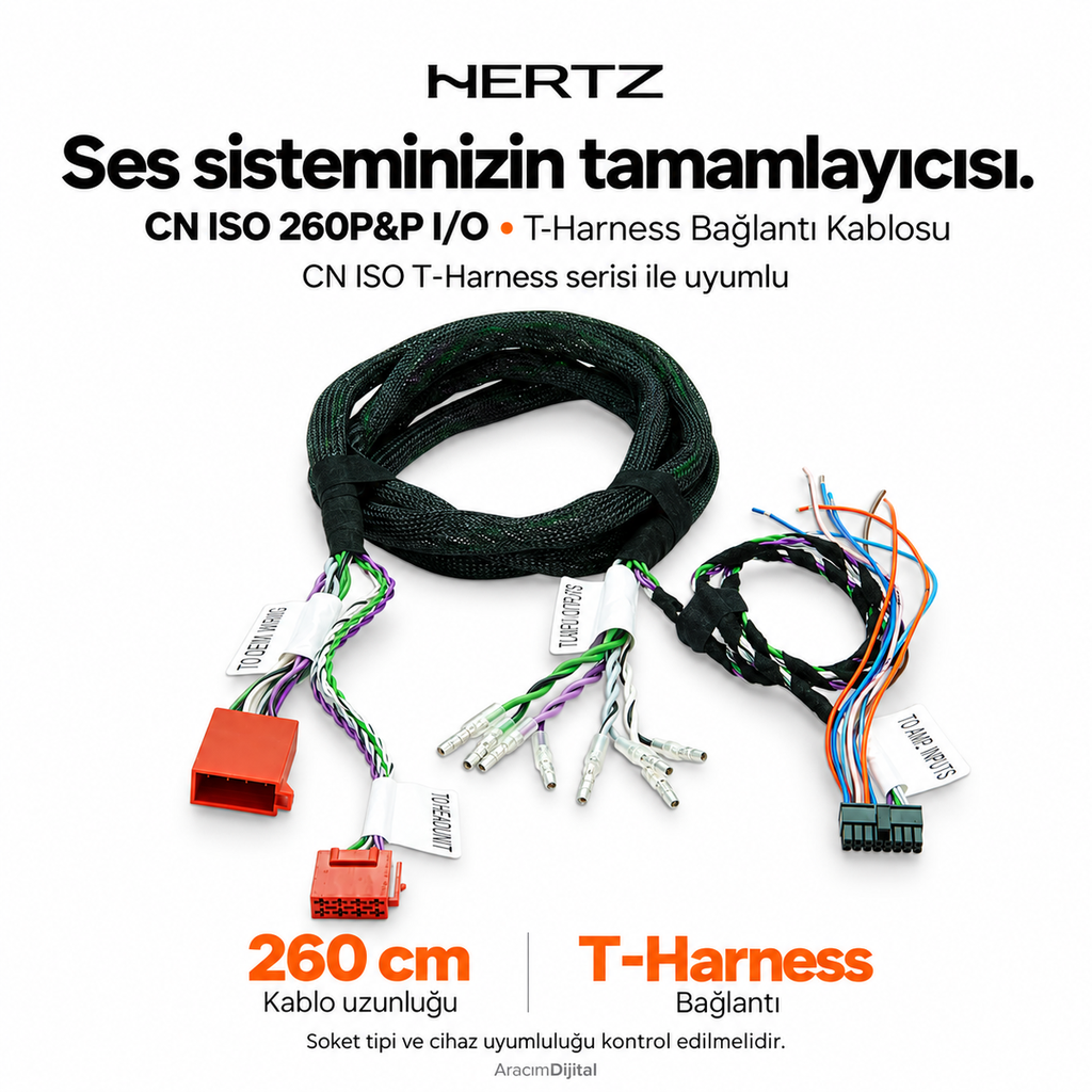 Hertz CN ISO 260P&P I/O T-Harness Bağlantı Kablosu