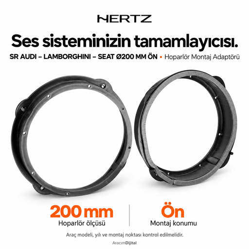 Hertz SR AUDI – LAMBORGHINI – SEAT Ø200 MM FRONT Hoparlör Montaj Adaptörü