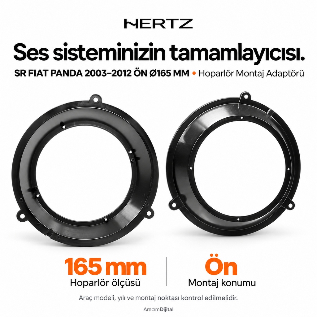 Hertz SR FIAT PANDA 2003->2012 FRONT Ø165 MM Hoparlör Montaj Adaptörü