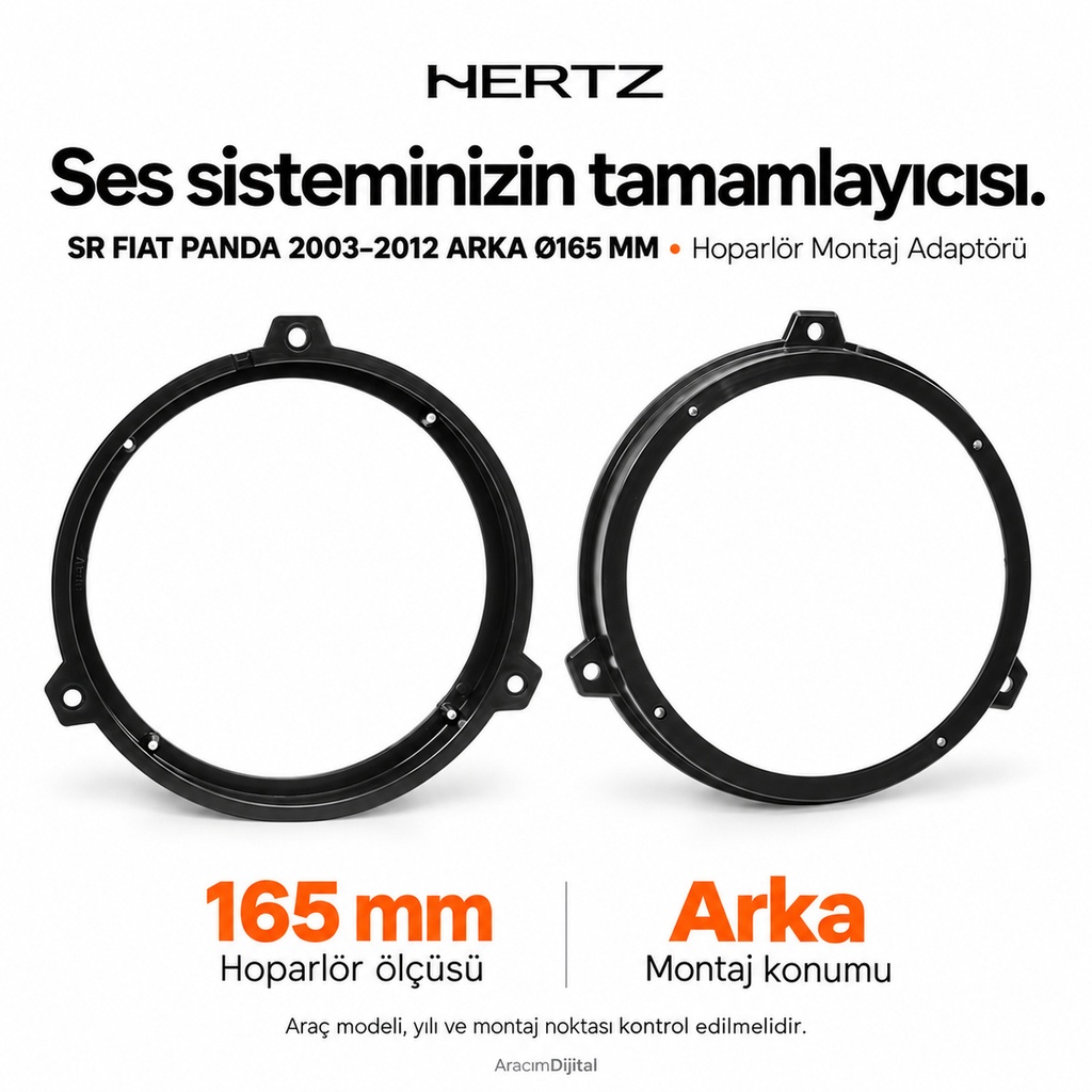 Hertz SR FIAT PANDA 2003->2012 REAR Ø165 MM Hoparlör Montaj Adaptörü