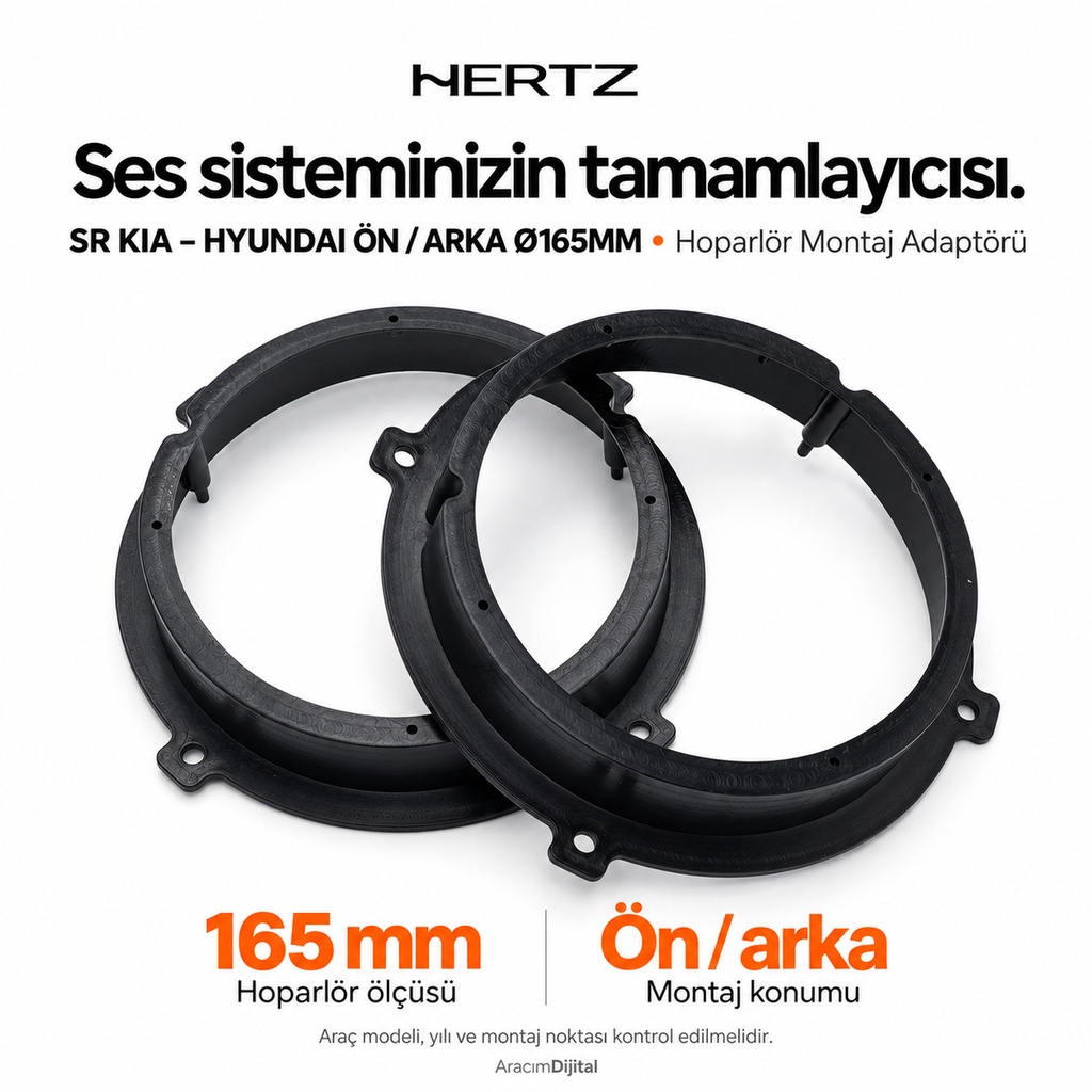 Hertz SR KIA – HYUNDAI FRONT+REAR Ø165MM Hoparlör Montaj Adaptörü
