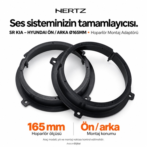 Hertz SR KIA – HYUNDAI FRONT+REAR Ø165MM Hoparlör Montaj Adaptörü