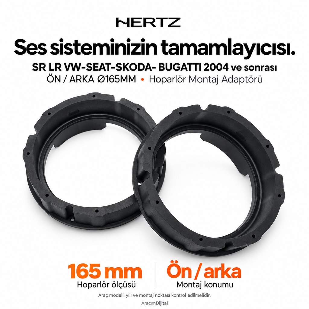 Hertz SR LR VW-SEAT-SKODA- BUGATTI 2004-> F+R Ø165MM Hoparlör Montaj Adaptörü