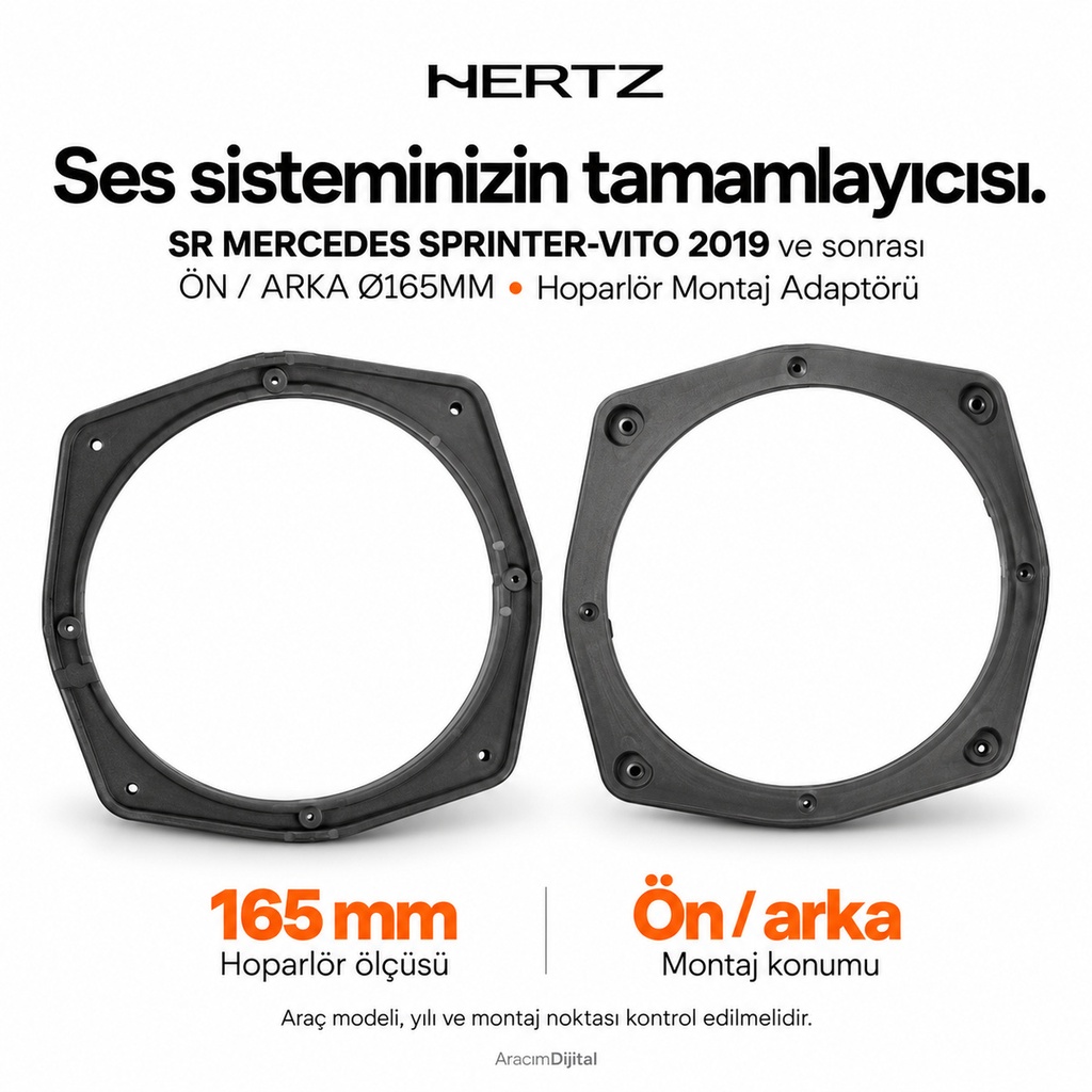 Hertz SR MERCEDES SPRINTER-VITO 2019 -> F+R Ø165MM Hoparlör Montaj Adaptörü