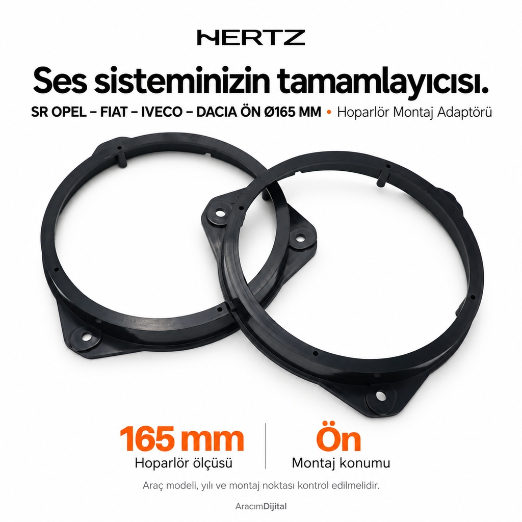 Hertz SR OPEL – FIAT – IVECO – DACIA FRONT Ø165 MM Hoparlör Montaj Adaptörü