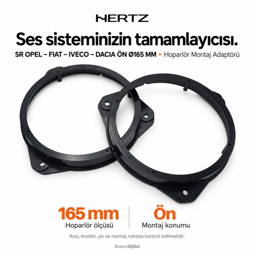 Hertz SR OPEL – FIAT – IVECO – DACIA FRONT Ø165 MM Hoparlör Montaj Adaptörü