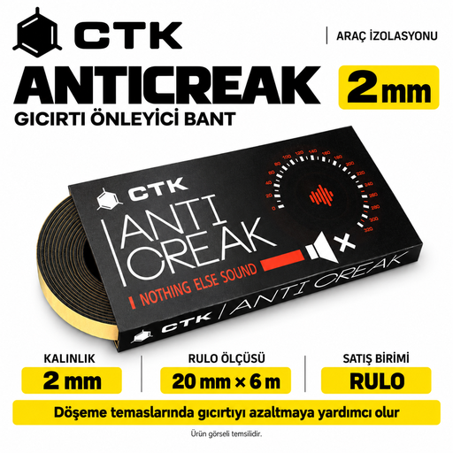 CTK Anticreak Gıcırtı Önleyici Bant 2 mm — 20 mm × 6 m