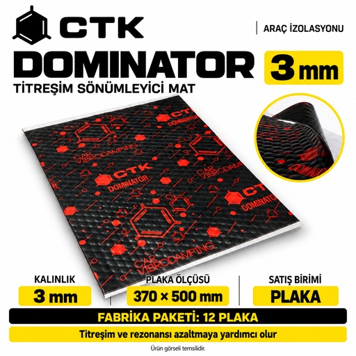 CTK Dominator Titreşim Sönümleyici Mat 3 mm — 370 × 500 mm