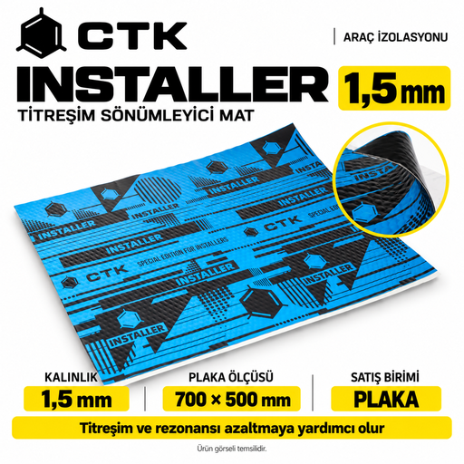 CTK Installer Titreşim Sönümleyici Mat 1,5 mm — 700 × 500 mm