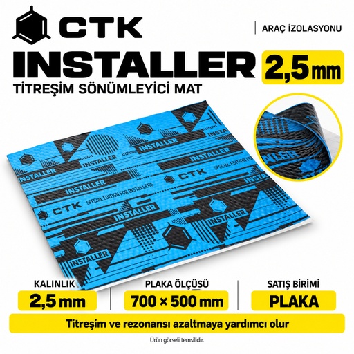 CTK Installer Titreşim Sönümleyici Mat 2,5 mm — 700 × 500 mm