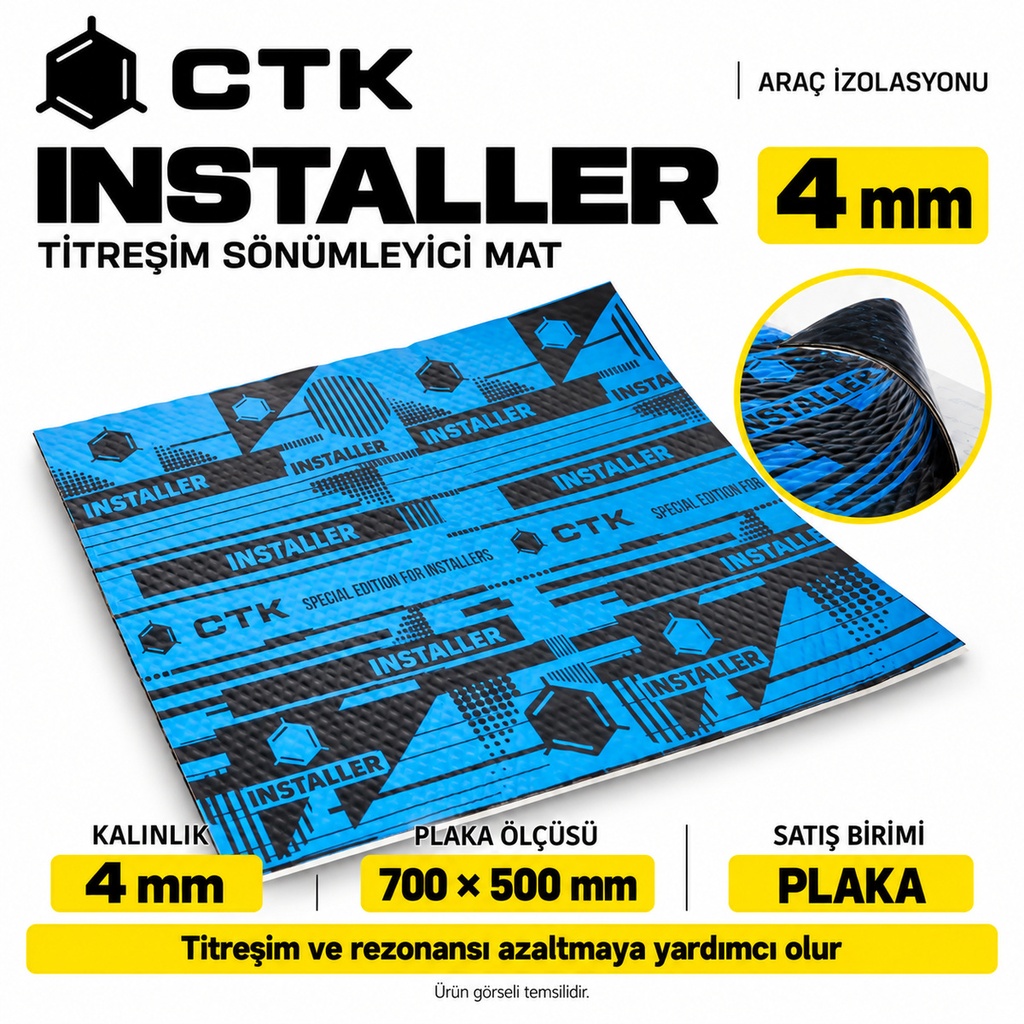 CTK Installer Titreşim Sönümleyici Mat 4 mm — 700 × 500 mm