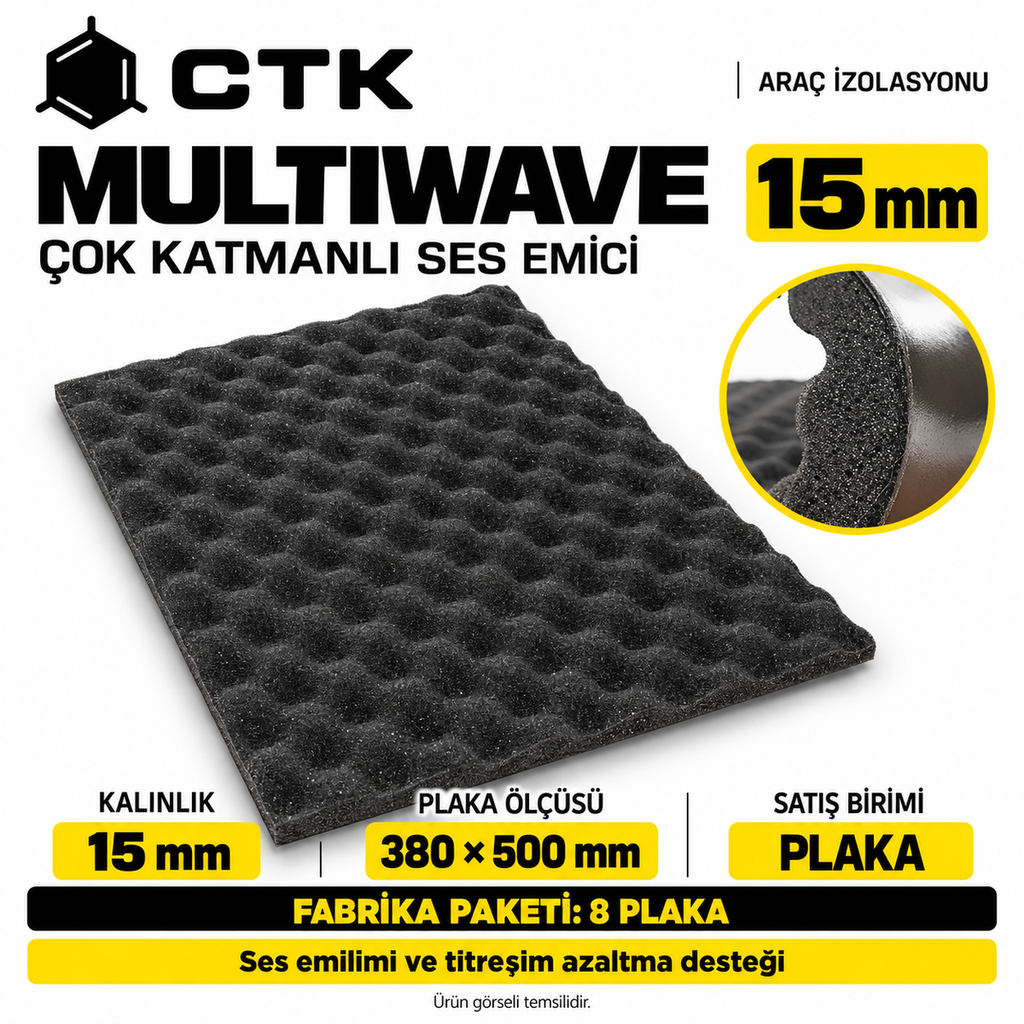CTK Multiwave Çok Katmanlı Ses Emici 15 mm — 380 × 500 mm