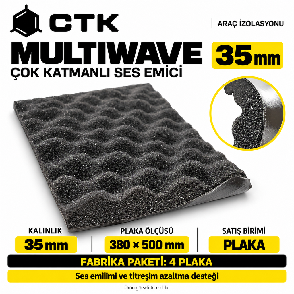 CTK Multiwave Çok Katmanlı Ses Emici 35 mm — 380 × 500 mm