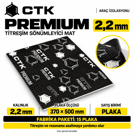 CTK Premium Titreşim Sönümleyici Mat 2,2 mm — 370 × 500 mm