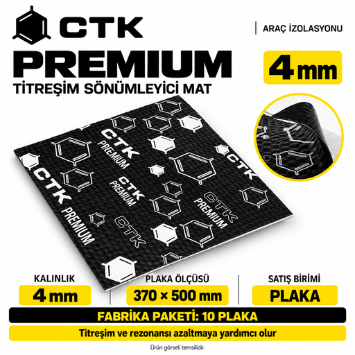 CTK Premium Titreşim Sönümleyici Mat 4 mm — 370 × 500 mm