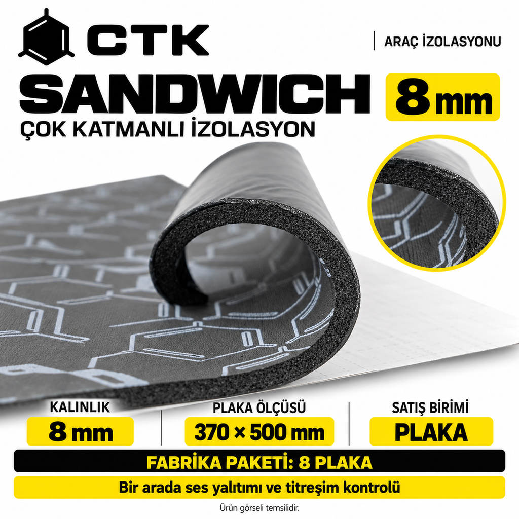 CTK Sandwich Çok Katmanlı İzolasyon 8 mm — 370 × 500 mm