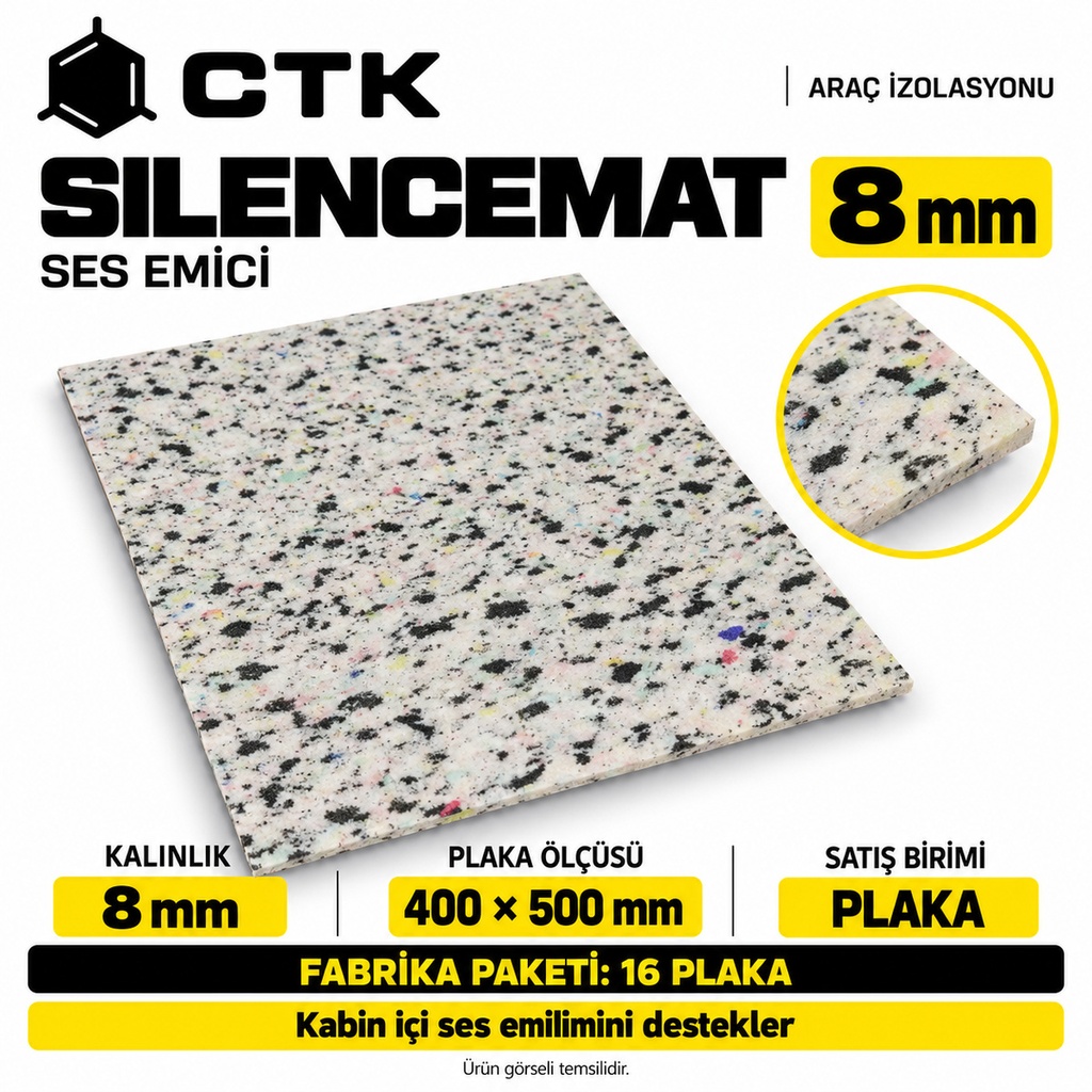 CTK Silencemat Ses Emici 8 mm — 400 × 500 mm