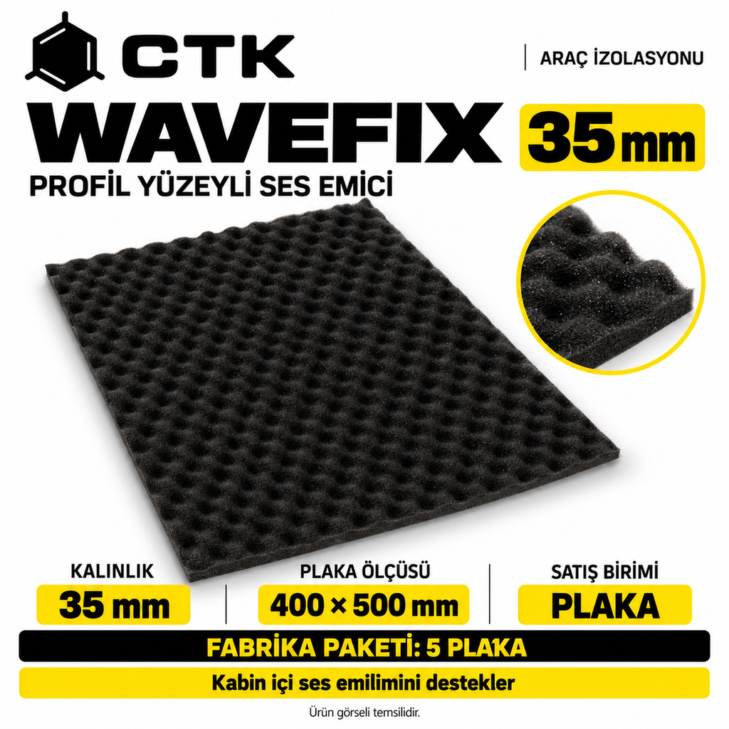 CTK Wavefix Profil Yüzeyli Ses Emici 35 mm — 400 × 500 mm