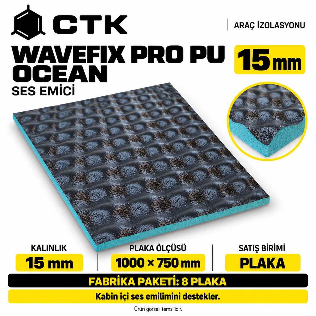 CTK Wavefix Pro Ocean 15 mm — 1000 × 750 mm — 8 Levha Paket