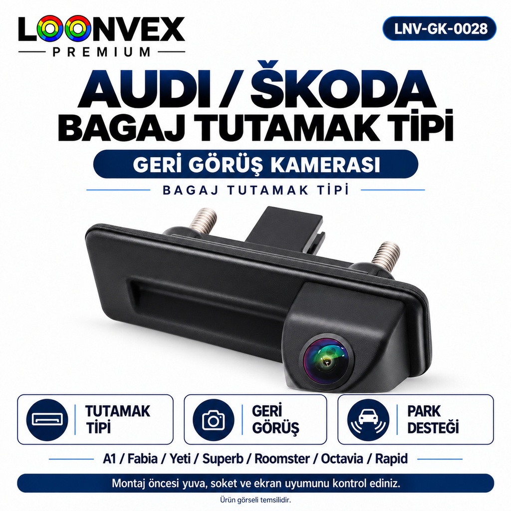 LOONVEX AUDI / ŠKODA BAGAJ TUTAMAK TİPİ Geri Görüş Kamerası