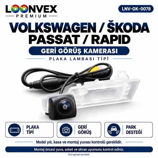 LOONVEX VOLKSWAGEN / ŠKODA PASSAT / RAPID Geri Görüş Kamerası