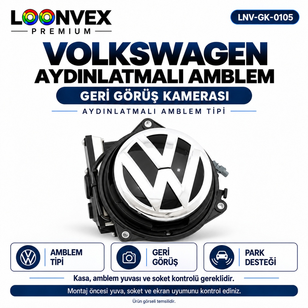 LOONVEX VOLKSWAGEN AYDINLATMALI AMBLEM Geri Görüş Kamerası