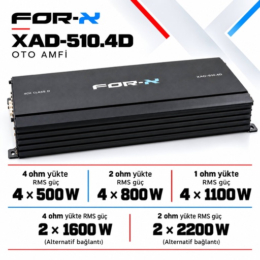 FOR-X XAD-510.4D Oto Amfi