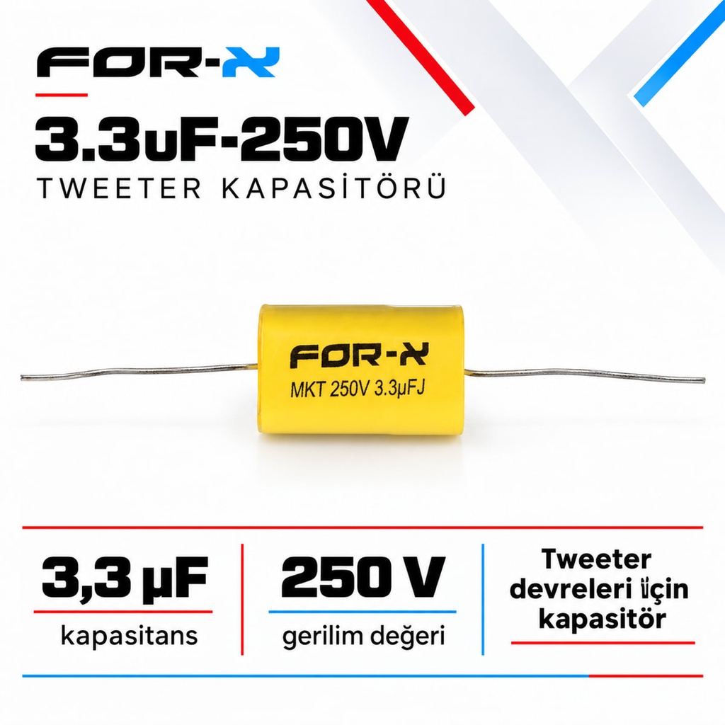 FOR-X 3.3uF-250V Tweeter Kapasitörü