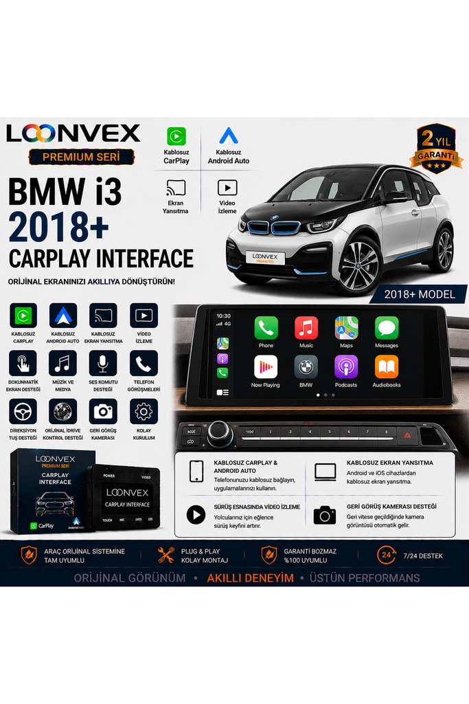 LOONVEX Premium BMW i3 2018+ CarPlay Interface – Kablosuz CarPlay & Android Auto
