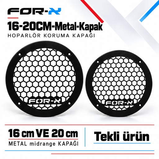 FOR-X 16-20CM-Metal-Kapak Hoparlör Koruma Kapağı