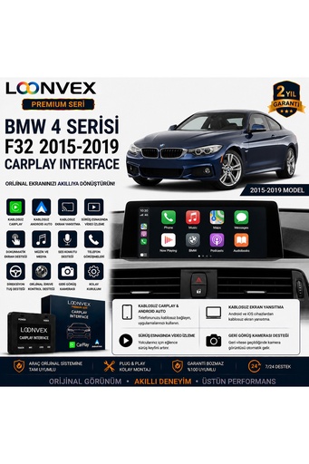 LOONVEX Premium BMW 4 Serisi F32 2015-2019 CarPlay Interface – Kablosuz CarPlay & Android Auto