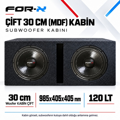 FOR-X ÇİFT 30 CM (MDF) KABİN Subwoofer Kabini